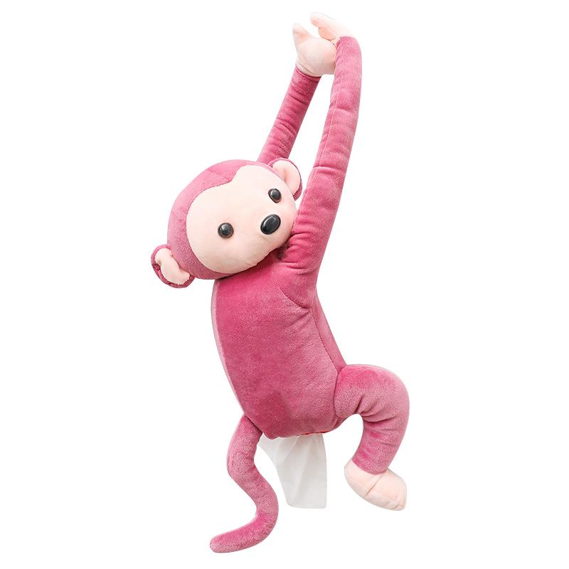 Tegneserie veske eske pippi ape papir serviett bil veske boks dyrevev serviett papir boks serviettholder: Rosa