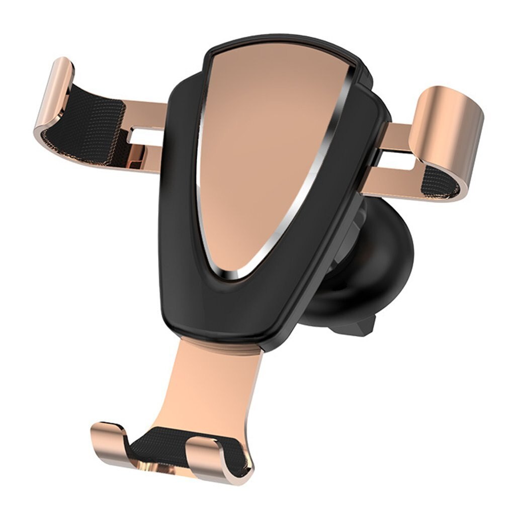 360-degree Rotation Phone Holder Stand Universal Gravity Air Vent Mount Mini Car Phone Holder Cradle Gravity Bracket: Gold