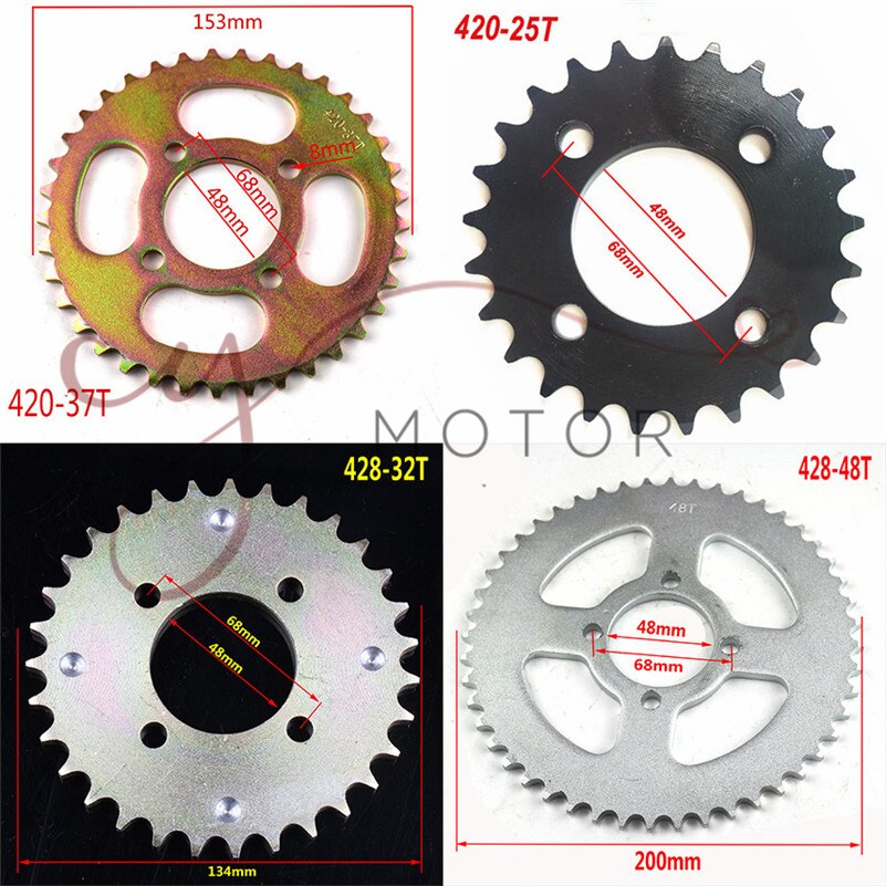 ATV UTV cf moto 110cc 150cc 250cc parts rear gear sprockets sprocket 25-48 tooth FOR 420/428 chain go kart karting quad bike
