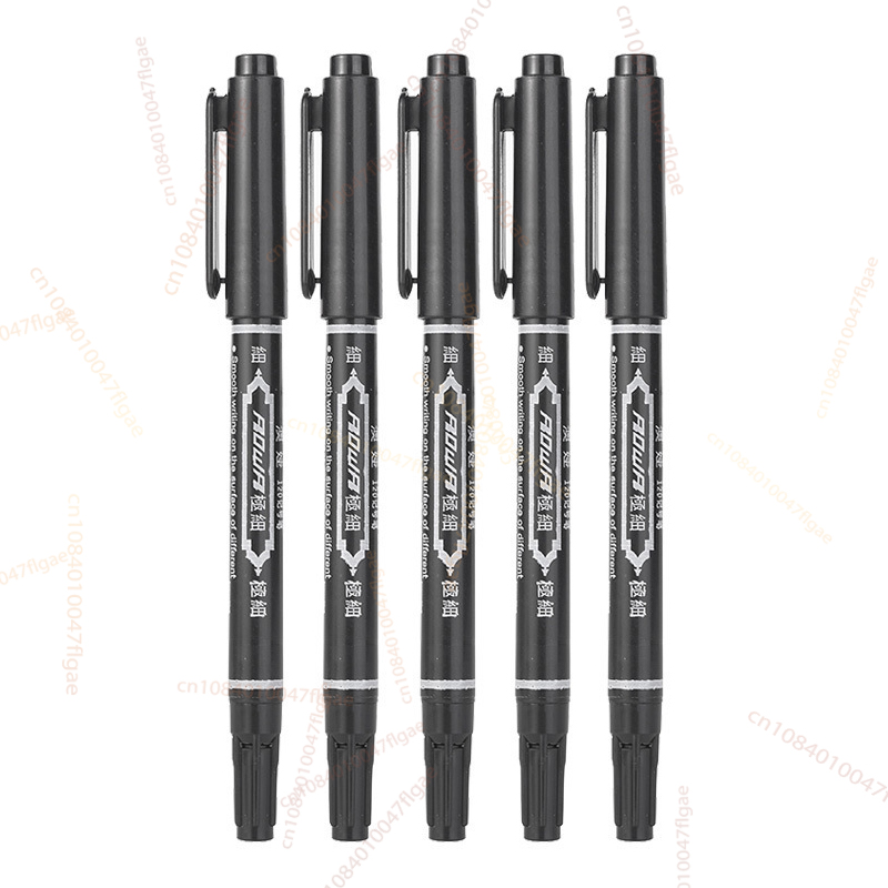 5/10PCs Permanent Marker Black/Blue/Red Oil Marker Pen Twin Tip Fine Nid Marker Ink Stationery Items School & Office Supplies: WHITE