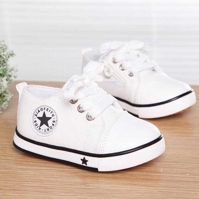 Summer Spring Canvas Children's Shoes Star Sneakers Kids Lace-up Casual Shoes For Girls Boys Black Withe Red