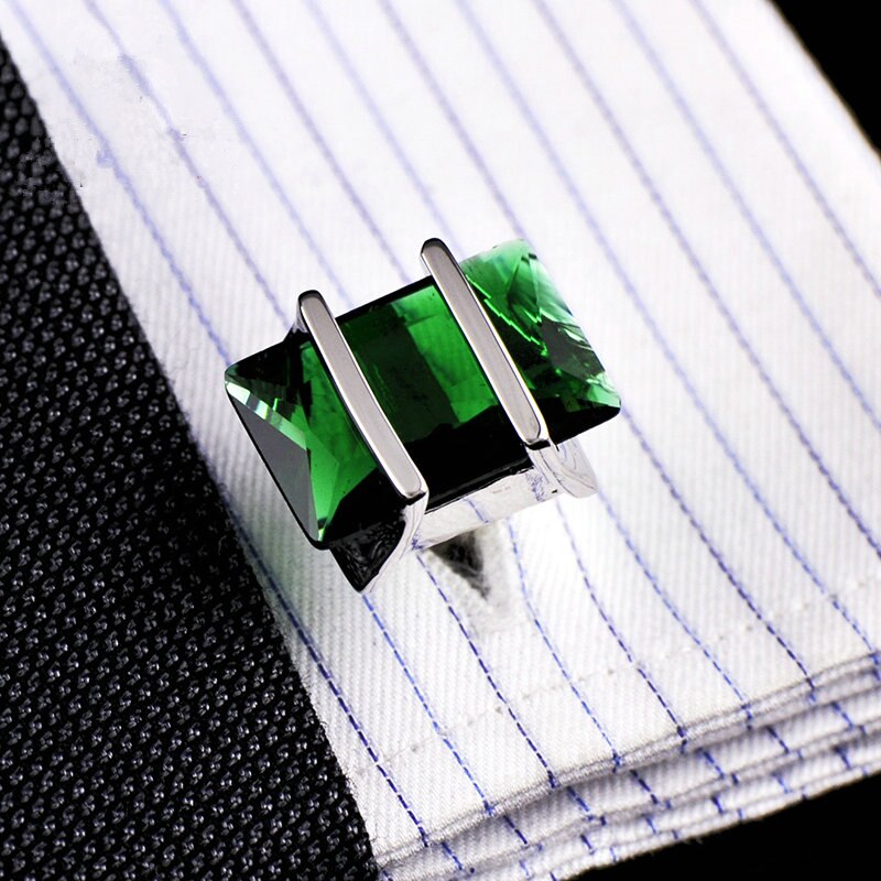 Jewelry french shirt cufflink for mens green dragon Cuffs link Button male crystal Luxury Wedding