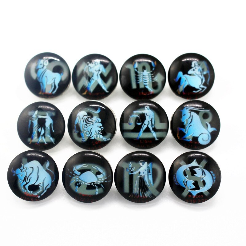 12 stuks/partij glas 12 sterrenbeeld drukknopen 18mm leren sluiting drukknopen armbanden drukknopen sieraden: 4