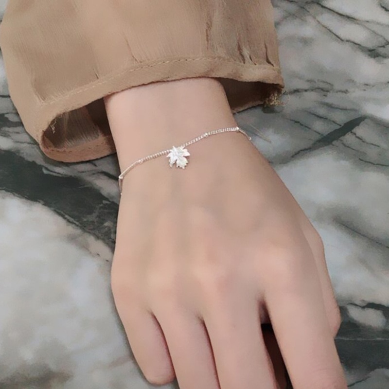 s925 sterling silver maple leaf bracelet with anti-fatigue simple student jewelry for female lover girlfriends