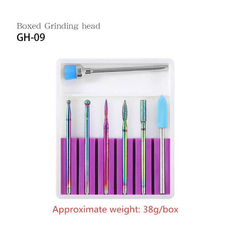 7Pcs/Set Tungsten Steel Nail Drill Bit Drill Ceramic Nails Things Punte Fresa Unghie Head Sanding for Nail Art: gj0389-09