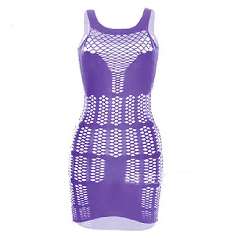 Jupe en filet dos nu pour femmes, Lingerie, nuisette sans manches, Sexy, vêtements sexuels pour femmes, vêtements de nuit: purple