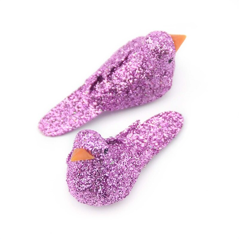 6 Stuks Wit En Roze Kunstmatige Foam Vogels Bruiloften Kerstboom Decoratie Diy Handwerk Accessoire Krans Scrapbooking: purple