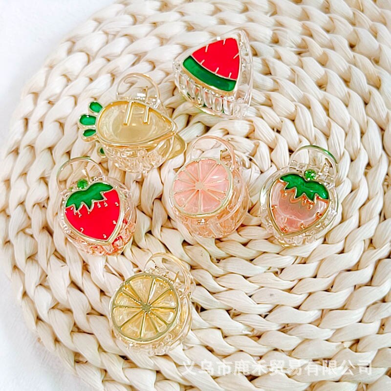 Pinza de agarre para fruta bonita, horquillas de sandía, fresa, limón, adorno de pelo para niños, flequillo lateral