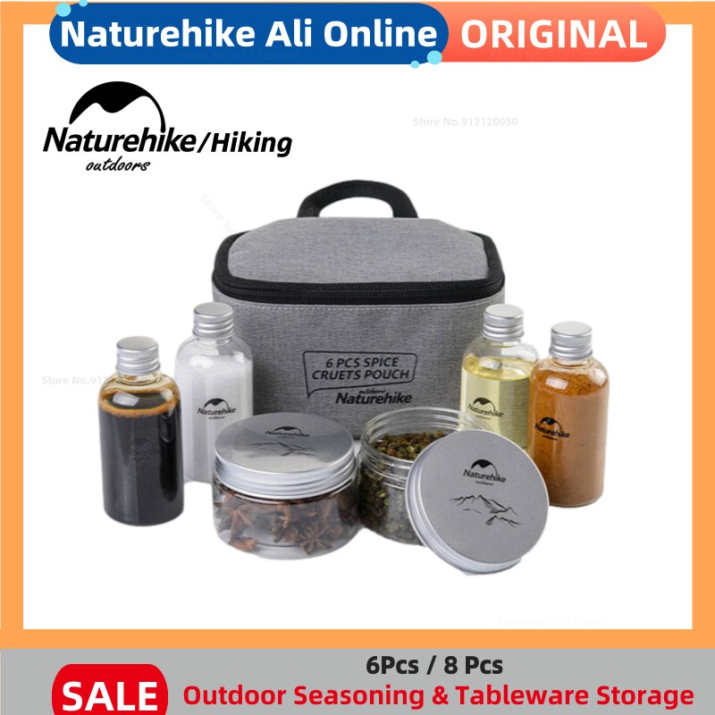 Naturehike 8 Stuks Camping Outdoor Servies Opslag Container Kruiden Flessen Blikjes Met Een Tas Voor Picknick Bbq Draagbare NH17T011-P