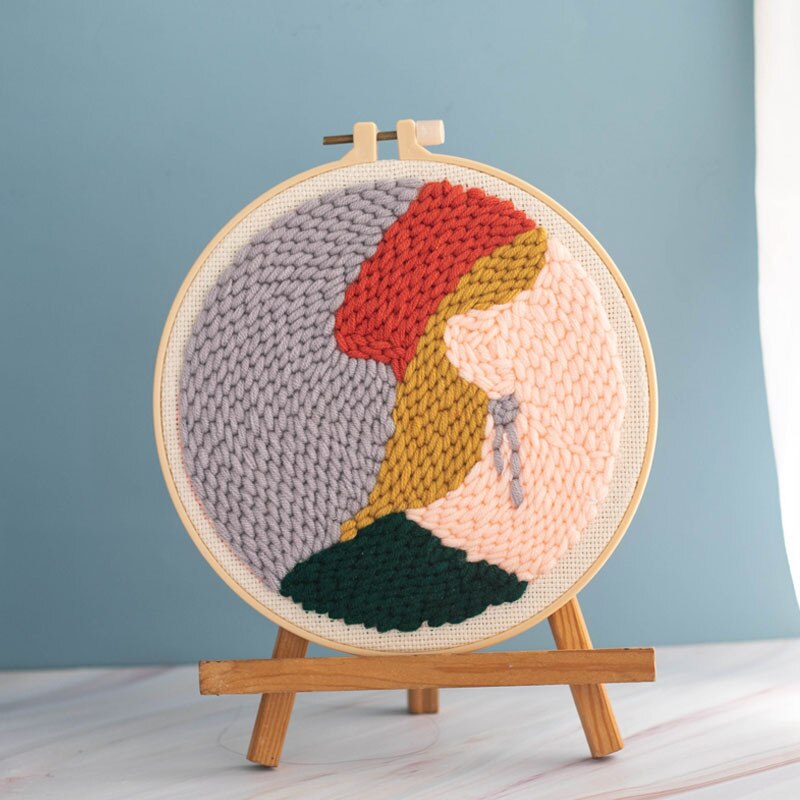 Girl DIY Punch Needle Embroidery Kit Punch Needle Cross Stitch for Beginner Sewing Art Wall Painting Home Decor: 1 / Punch needle kit