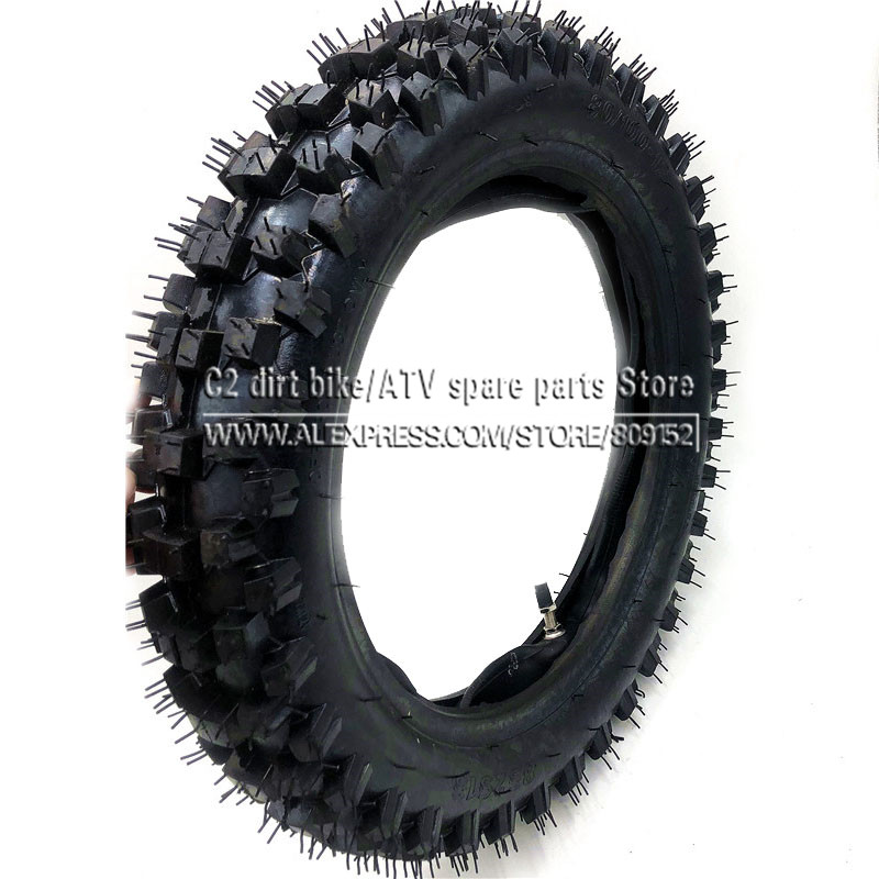 Pneu hors route 80/100-12 avec chambre à air 3.00-12 pour Dirt Pit Bike Motocross hors route moto 12 pouces roue arrière