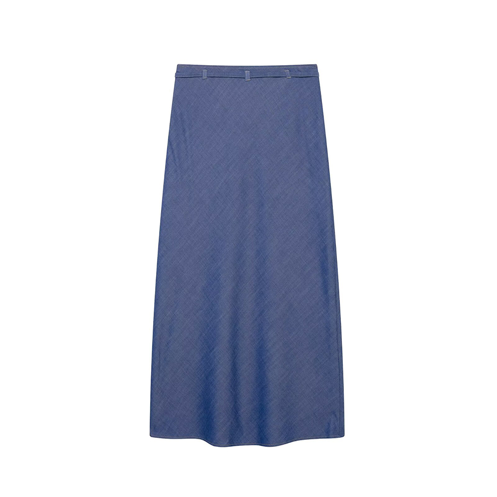 2025 printemps/été produit femmes décontracté Cowboy mince ceinture jupe longue Simple et polyvalent déplacements confortable Hal