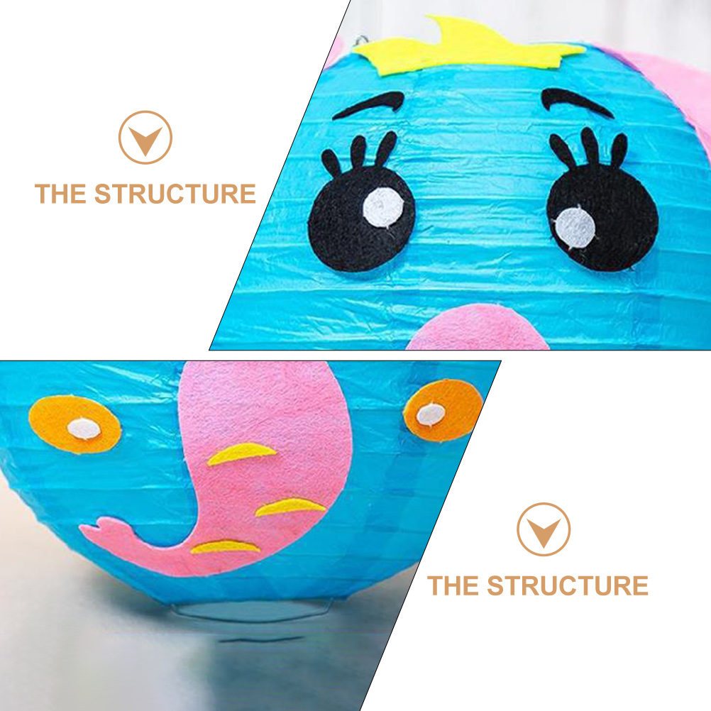 5pcs Kids Cartoon Lanterns Chinese Paper Lanterns DIY Paper Lantern Supplies