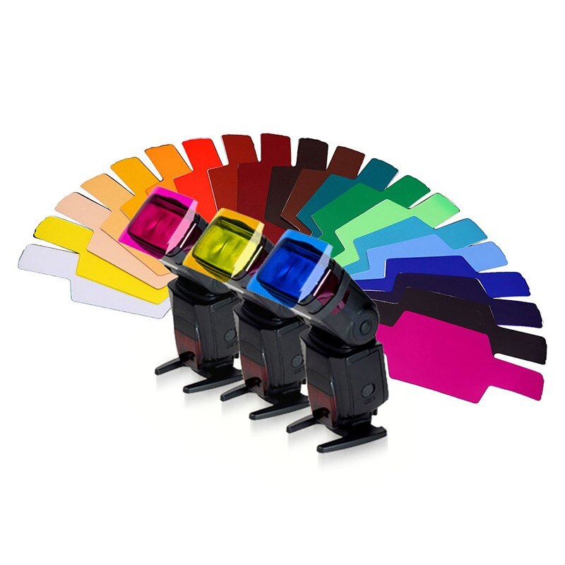 20 Color Filtro de gel tarjeta iluminación Flash difusor de la tarjeta de reflector para Canon nikon sony pentax Yongnuo meike Flash