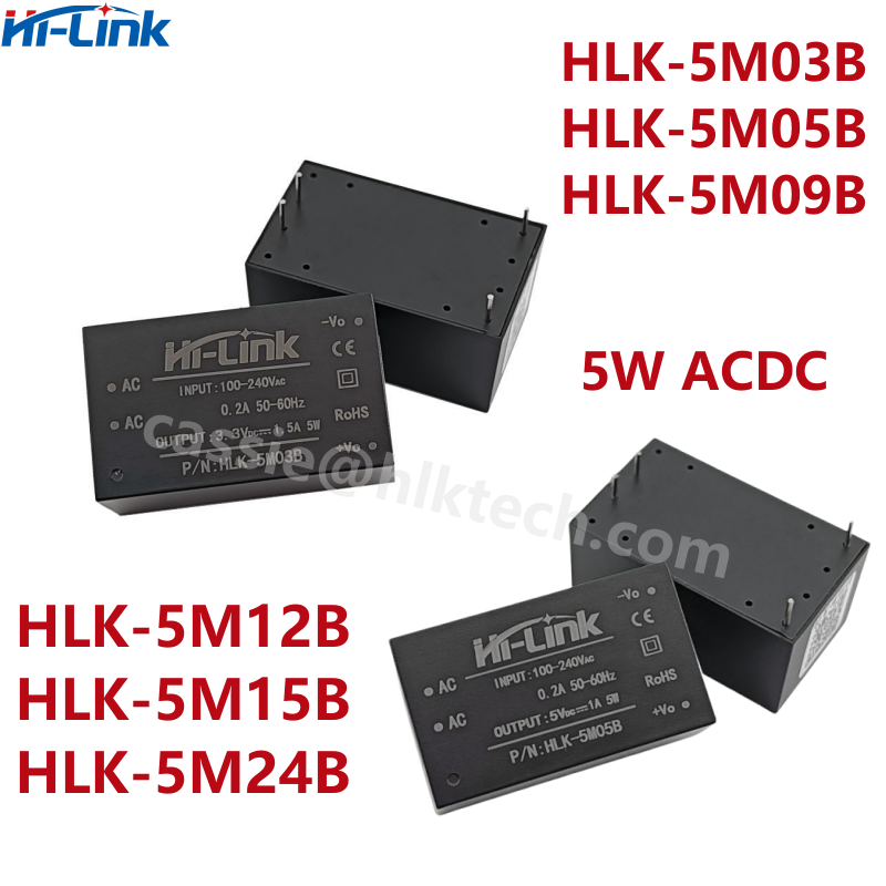 Hi-Link HLK-5M05B 5M03B 5M09B 5M12B 5M24B Hi-Link 110V 220V To 3.3V 5V 9V 12V 24V CE Standard ACDC Power Converter Module