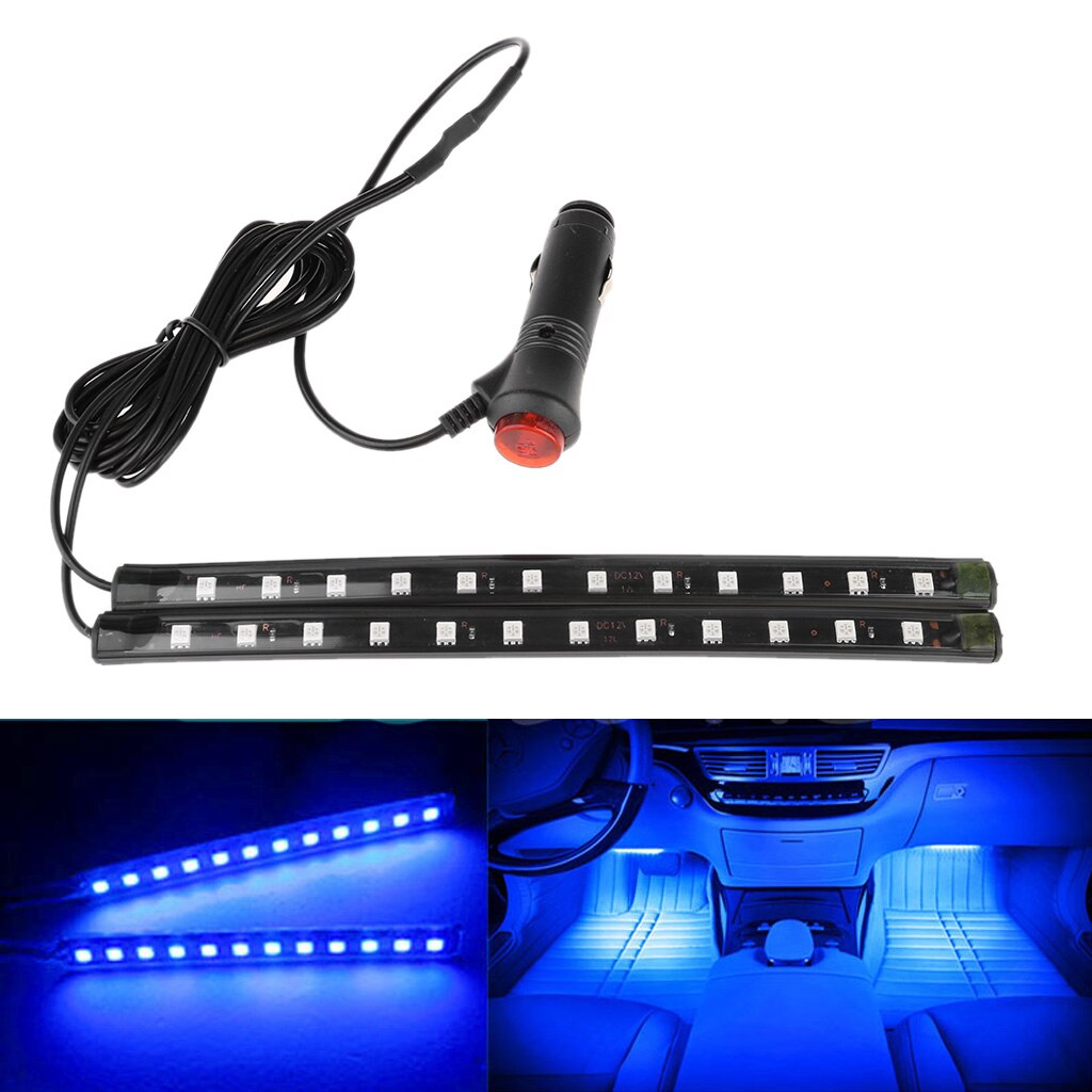 Neue Weiß 2X12 LED Auto Innen Fußraum Boden Dekor Atmosphäbetreffend Licht Neon- Streifen