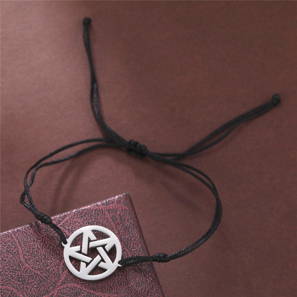 Skyrim Hollow Star Pentagram Paar Armbanden Op Hand Voor Vrouwen Mannen Roestvrij Stalen Sieraden Gouden Kleur Box Chain Armbanden