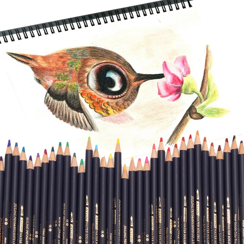 Lápices de acuarela profesionales solubles en agua para pintar, pinturas para artistas y estudiantes, artículos de arte, 12/24/36/48/72 colores suaves