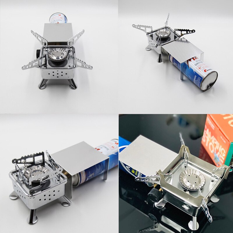Small Camping Stove Gas Burners Outdoor Camping Picnic Portable Gas Stove Stainless Steel Cookware BOM666