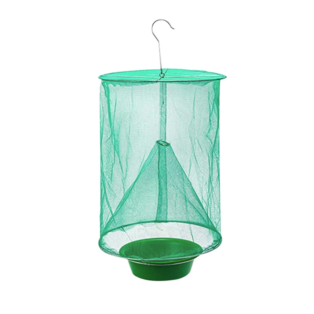 1/4/6/8PCS Fly Catcher Killer Pest Control Reusable Hanging Fly Trap Flytrap Cage Net Traps Outdoor Garden Hanging Flycatcher: Dark Khaki