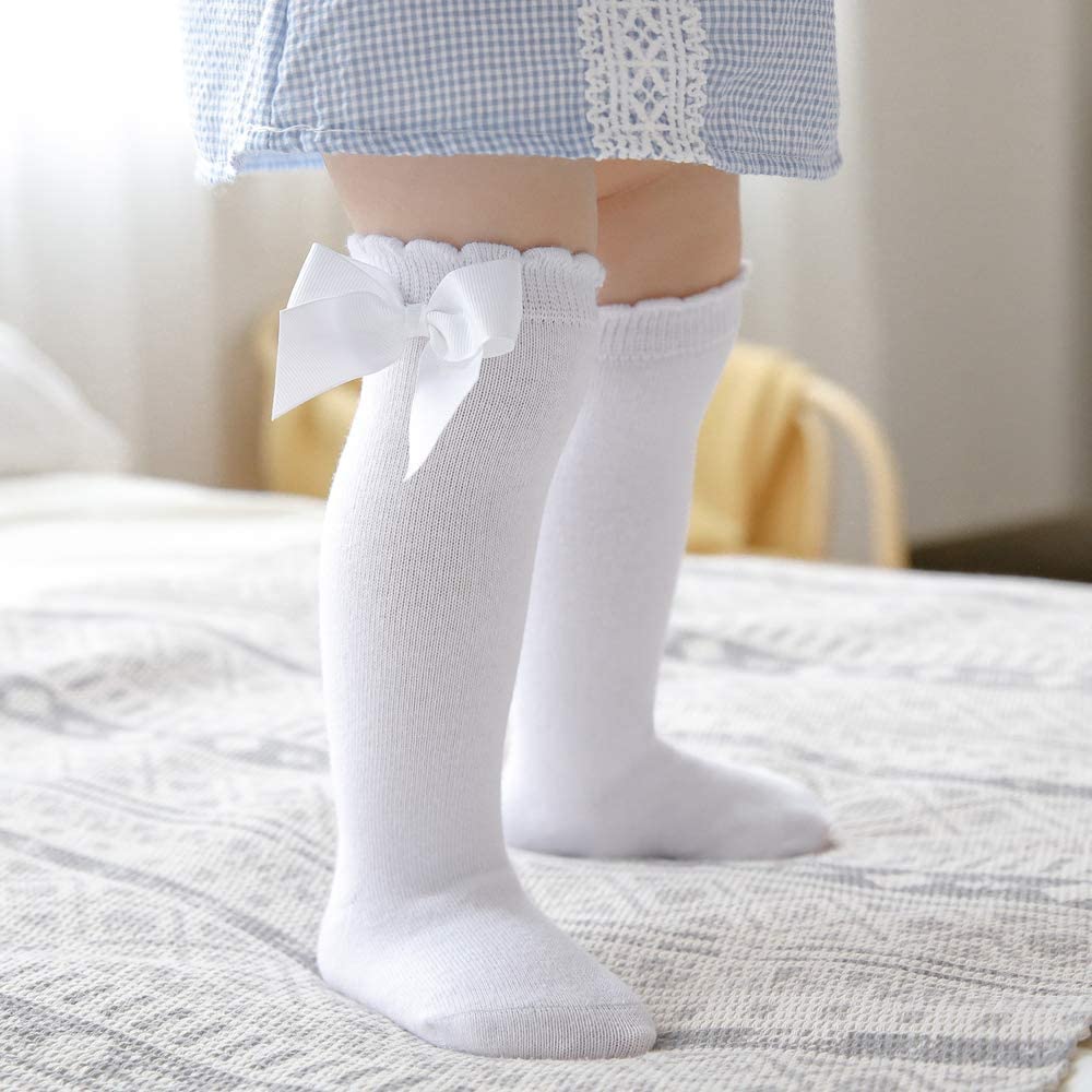CozyWay – chaussettes hautes pour bébés filles, 1 paire de bas longs à volants pour nourrissons et tout-petits, uniforme scolaire, Leggings
