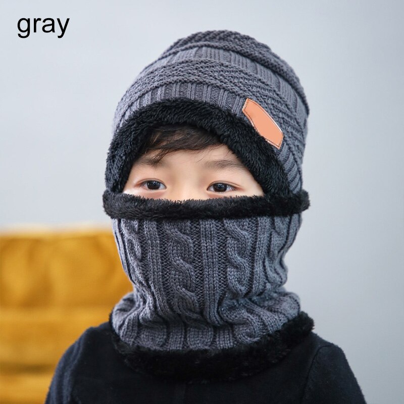 1 pz cappello sciarpa Set bambini fagiolo lavorato a maglia sciarpa berretto bambini autunno inverno pile caldo cappello sciarpa lavorata a maglia per ragazzi ragazze: gary