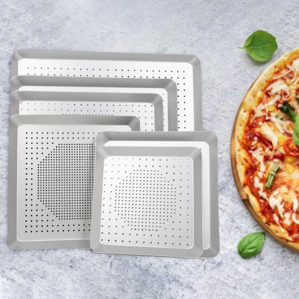 8/9/10/12/13/14/15/16 Inchs Square Pizza Pans Aluminium Alloy Tray Non-Stick Baking Tool Pizza Bakeware Mould Pan Kitchen Tools
