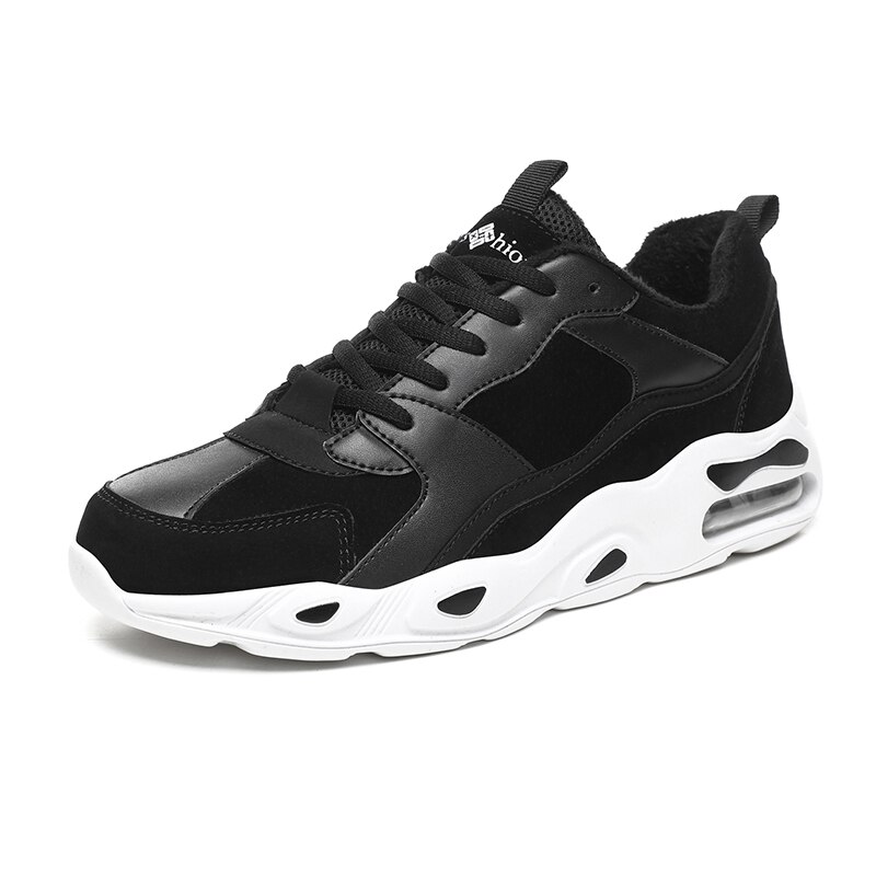 Winter plus fluwelen heren casual schoenen outdoor lage schoenen sportschoenen warme heren sportschoenen slijtvaste herenschoenen: Zwart / 7.5