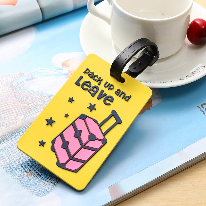 Cartoon Three-dimensional Luggage Tag Suitcase Label Consignment Pass Boarding Pass Schoolbag Cute Listing Travel Luggage Tag: BXT01-Yellow