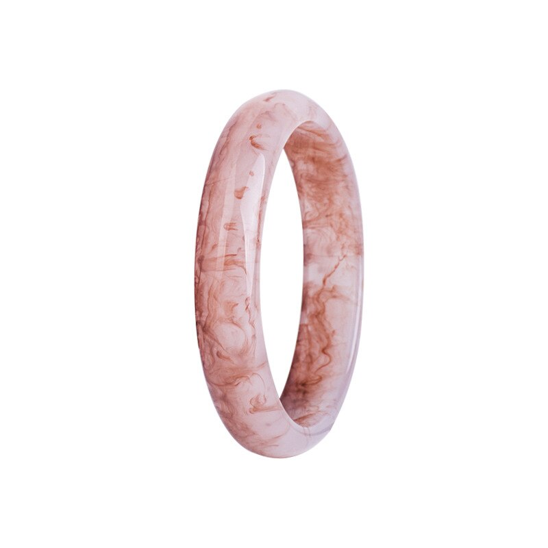 Retro Hand Decoration Resin Cuff Bangle Bracelets Women Lvory Marble Pattern Round Geometry Simple Charm Bangles Jewelry: 001