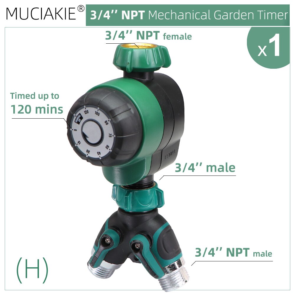 Temporizador de riego para jardín, controlador automático de riego por goteo, mecánico inteligente, sistema de aspersión para invernadero de 3/4 Min, USA 120 ''NPT: H