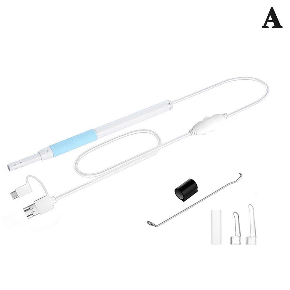 Otoscopio 3 en 1 con USB, endoscopio para oreja, cámara de vídeo, cera de los oídos, cuchara limpia, soporte para Android, PC, tipo C, conexión Micro USB: blue