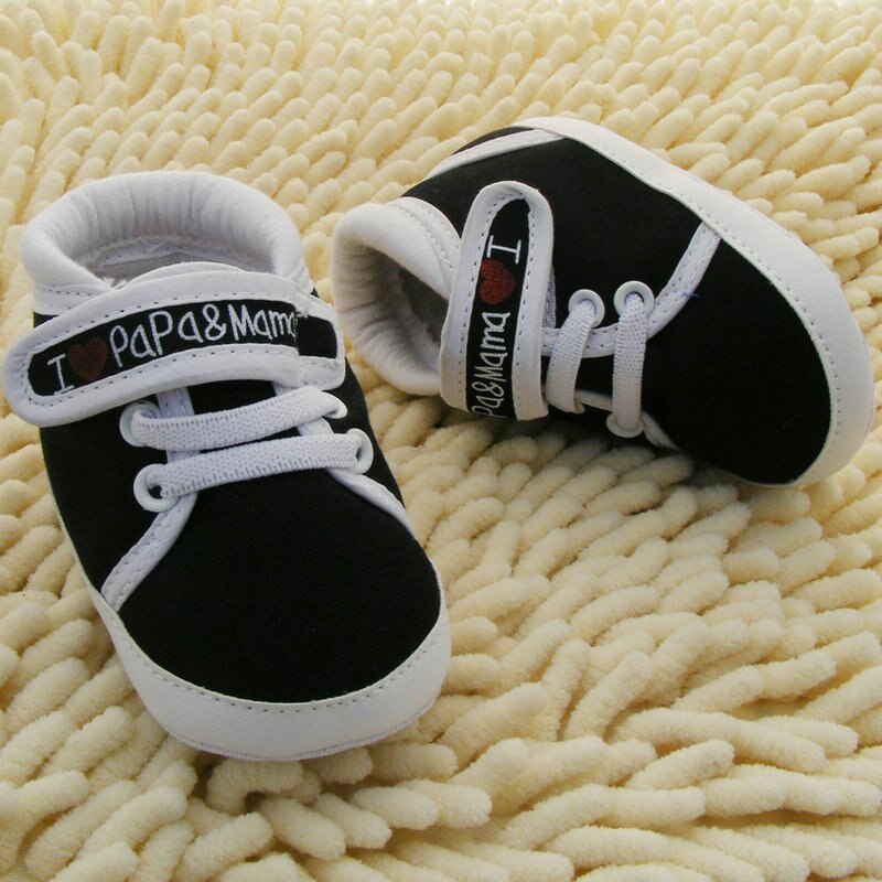 Pasgeboren Baby Jongens Meisjes Schoenen I Love PaPa & MaMa Brief Gedrukt Canvas Zachte Bodem Mocassins Schoeisel 0-18M Peuter Eerste Wandelaars