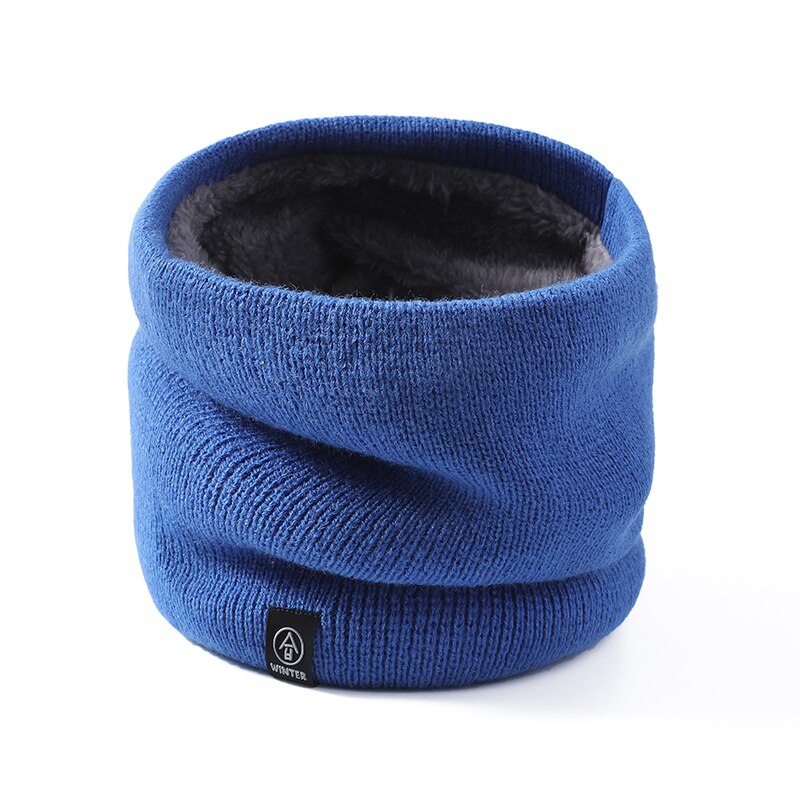 Female Winter Warm Scarf Solid Chunky Cable Knit cotton Snood Infinity Neck Warmer Cowl Collar Circle Scarf Women Men: Blue