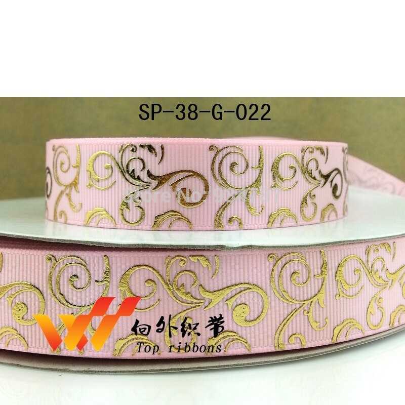 50 yard gold swirl foil printed grosgrain ribbon sp-G-38