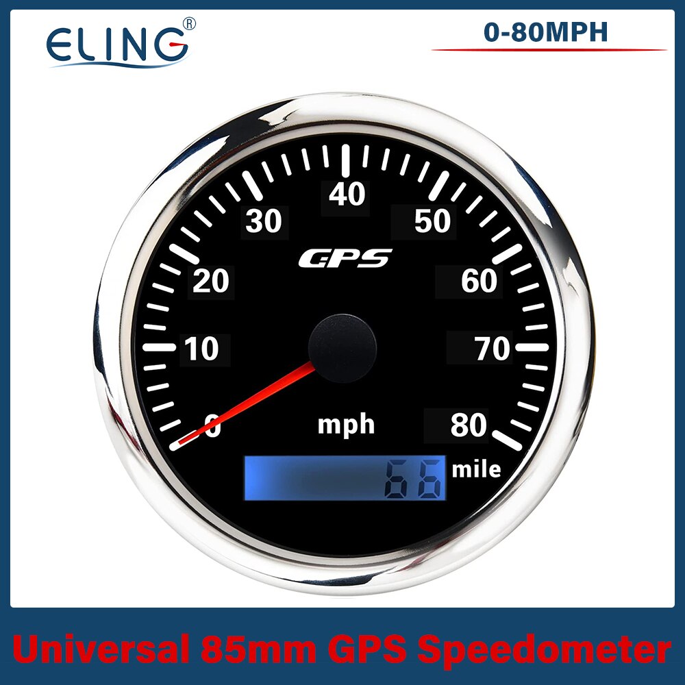 Velocímetro universal 30/60/120/200 km/h 30/60/80/120/160/200mph de eling de 85mm gps com luz de fundo de 7 cores da antena de gps para o carro do barco: 80MBS