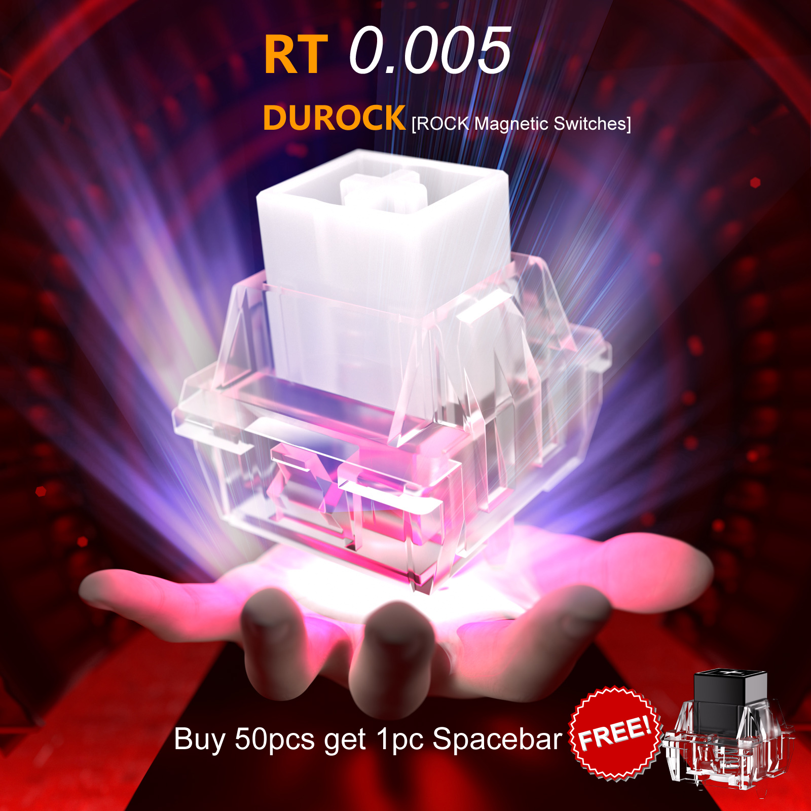 DUROCK ROCK HE Magnetic Switches Ultra High Precision 0.005mm RT Stability 48g RGB Hall Effect Switches for HE Magnetic Keyboard