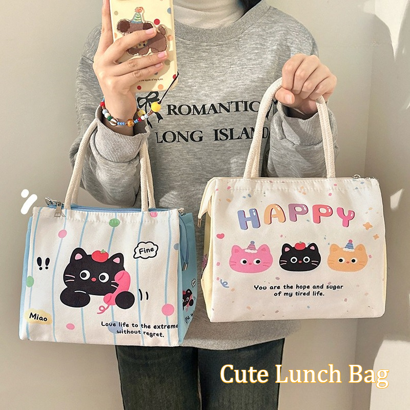 Cute Cartoon Lunch Box for Work and Students, Portable Aluminum Foil Insulated Lunch Box, Large Capacity Picnic Bag