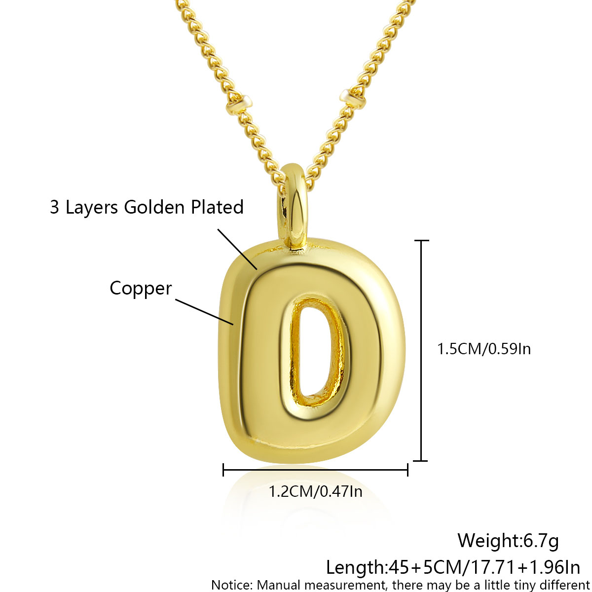 MHS.sole Nuovo carino ottavino palloncino a bolle collana iniziale colore oro mini paffuto 26 lettere dell'alfabeto collana con ciondolo gioielli regali