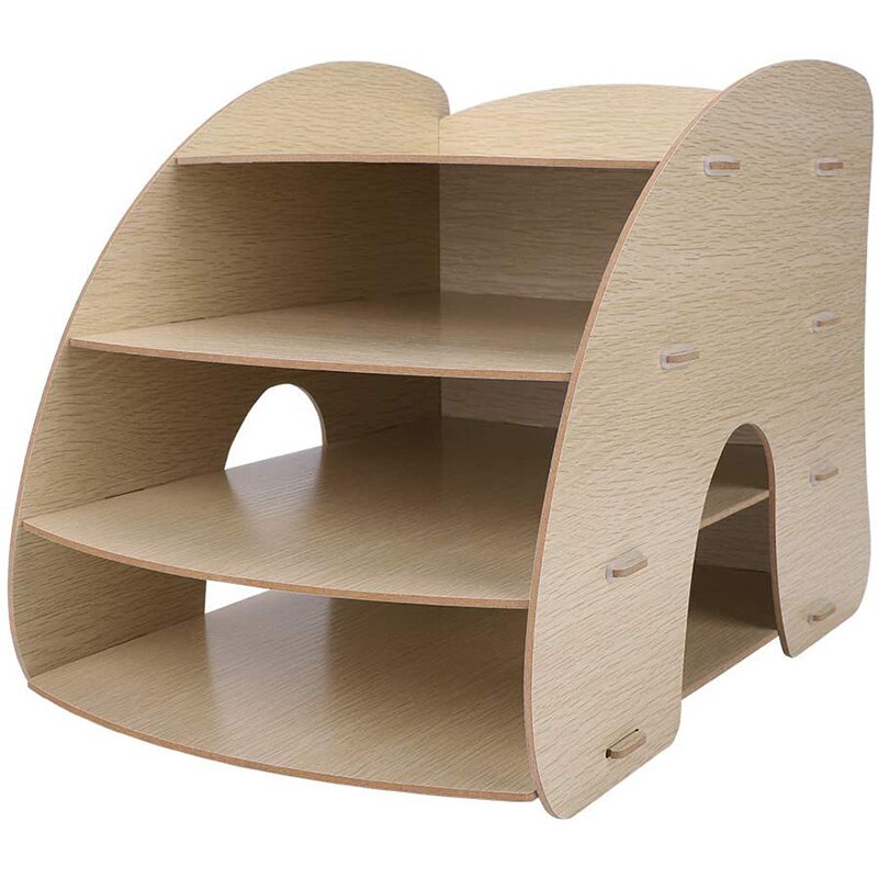 Wooden Desk File Organiser Storage Rack Office File Book Rack Tray Holder DIY Desk Tidy azine Expanding Filling Rack: Default Title