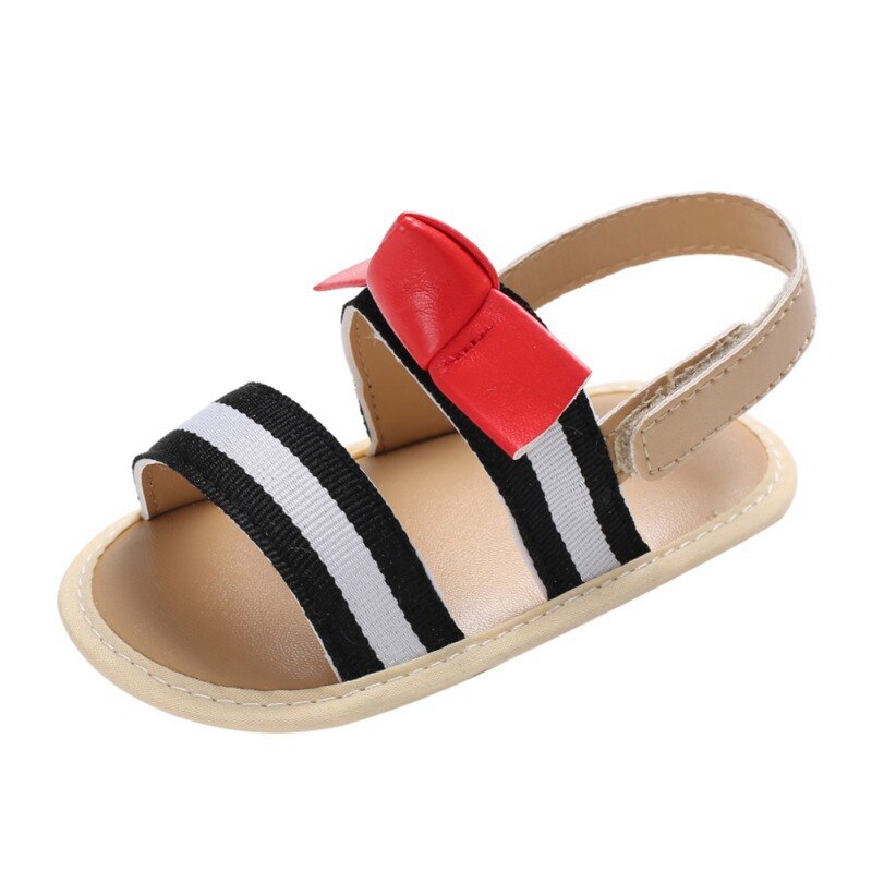 Scarpe carino Principessa Infante Appena Nato Del Bambino Delle Ragazze di Bowknot Del Bambino di Estate Sandali Anti-slip A Righe Scarpe: WHITE / 13-18 mesi