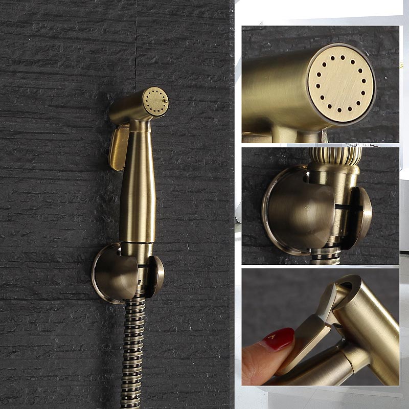 Green bronze Bidet Bathroom Hand Shower Bidet Toilet Sprayer Hygienic Shower Bidet Tap Wall Mount Bidet Faucet