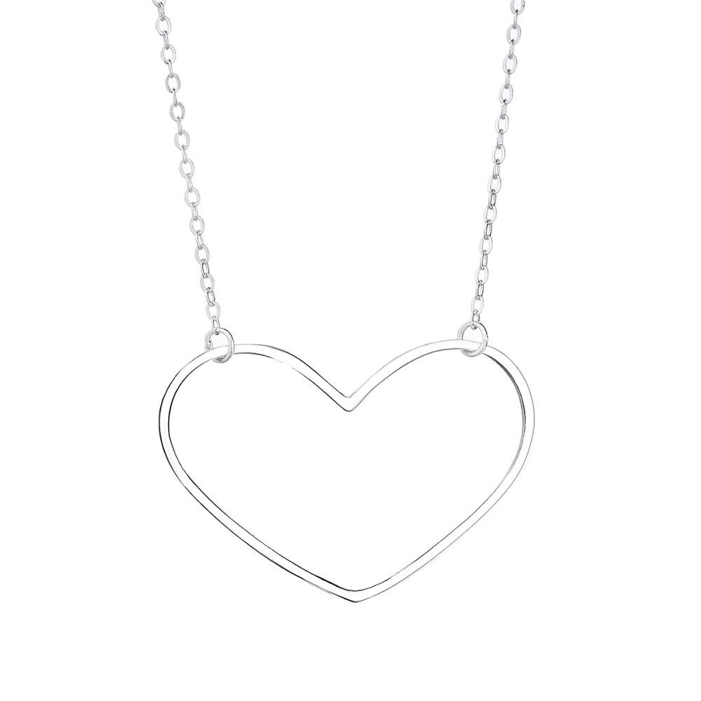 Moonmory 925 Sterling Silber Verriegelung Schlüsselbein Kurze Halskette Große Herz Lange Kette Halskette Für Frauen collares erkek kolye: Herz Halskette