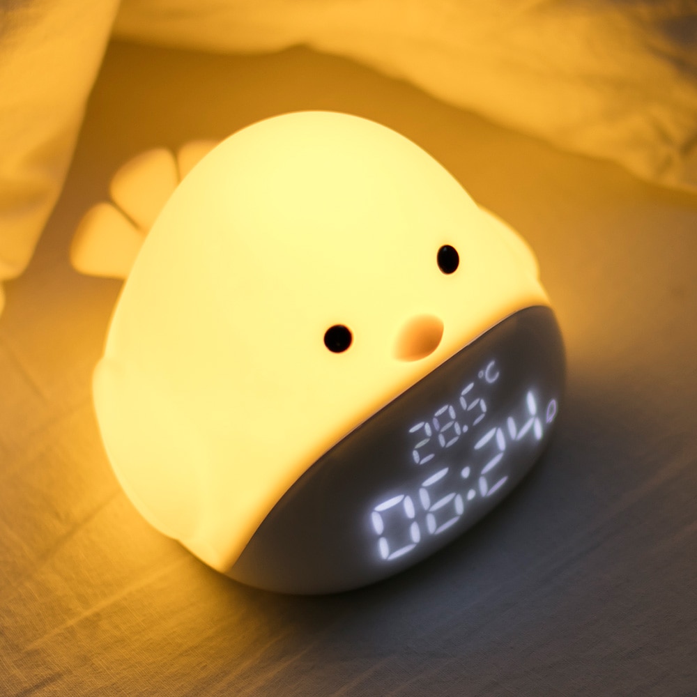Cartoon Leuke Tijd Vogel Nachtlampje Wekker Siliconen Touch Usb Led Night Lamp Voor Kinderen Baby Kids Nachtkastje lamp