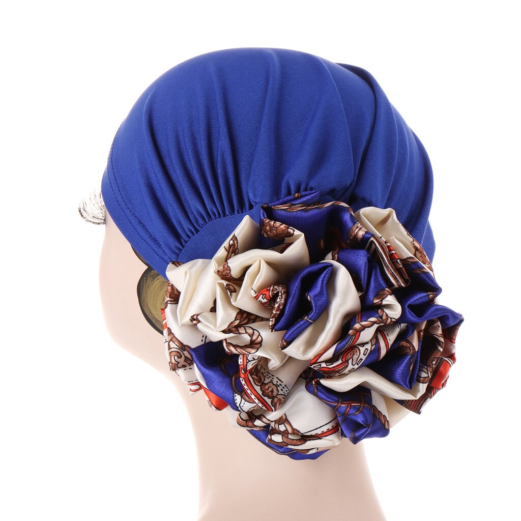 Turbantes de flores grandes para mujer, complemento de cabeza para musulmanes, gorra árabe India, gorro Hijab femenino, Turbante, Turbante