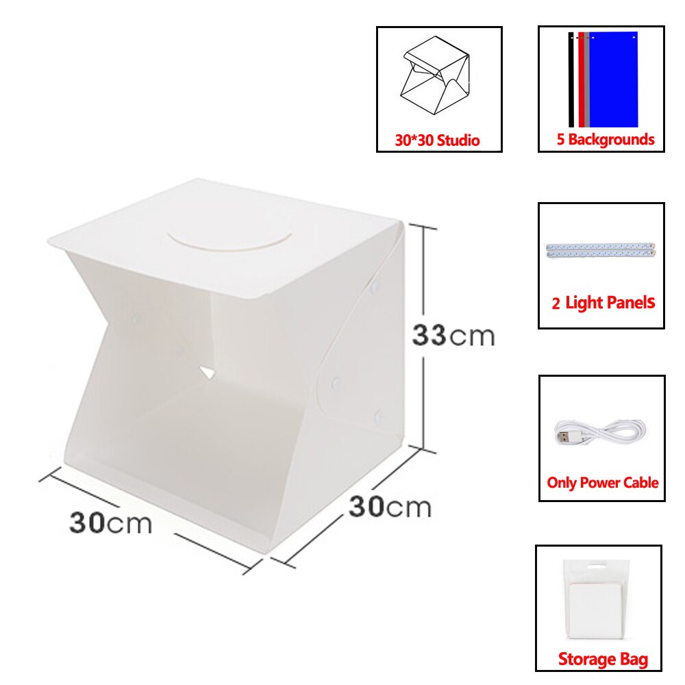 Boîte à lumière pliable 40x40, panneau de Studio Photo, lumière LED, Kit de fond Photo, boîte à lumière pour appareil Photo DSLR: WK003-4