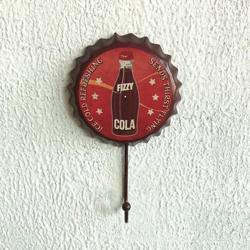 Ganchos de pared para cafetería, gancho decorativo para decoración de Bar, botella de cerveza Retro, colgador de hierro para colgar abrigos, accesorios bonitos para decoración del hogar y Bar: Negro