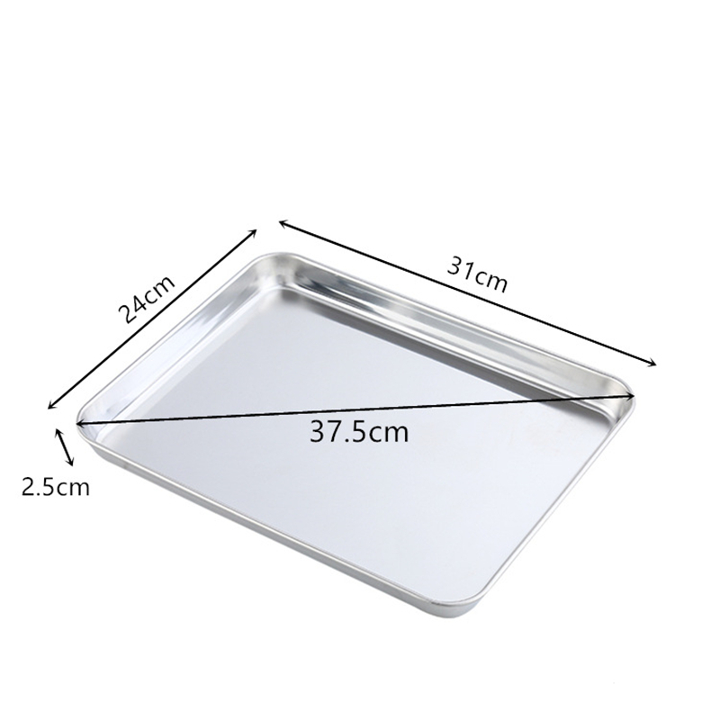 Stainless Steel Food Storage Trays Rectangle Steamed Sausage Fruit Pans Water Bread Kitchen Baking Shallow Dish Serving Plate: Orange