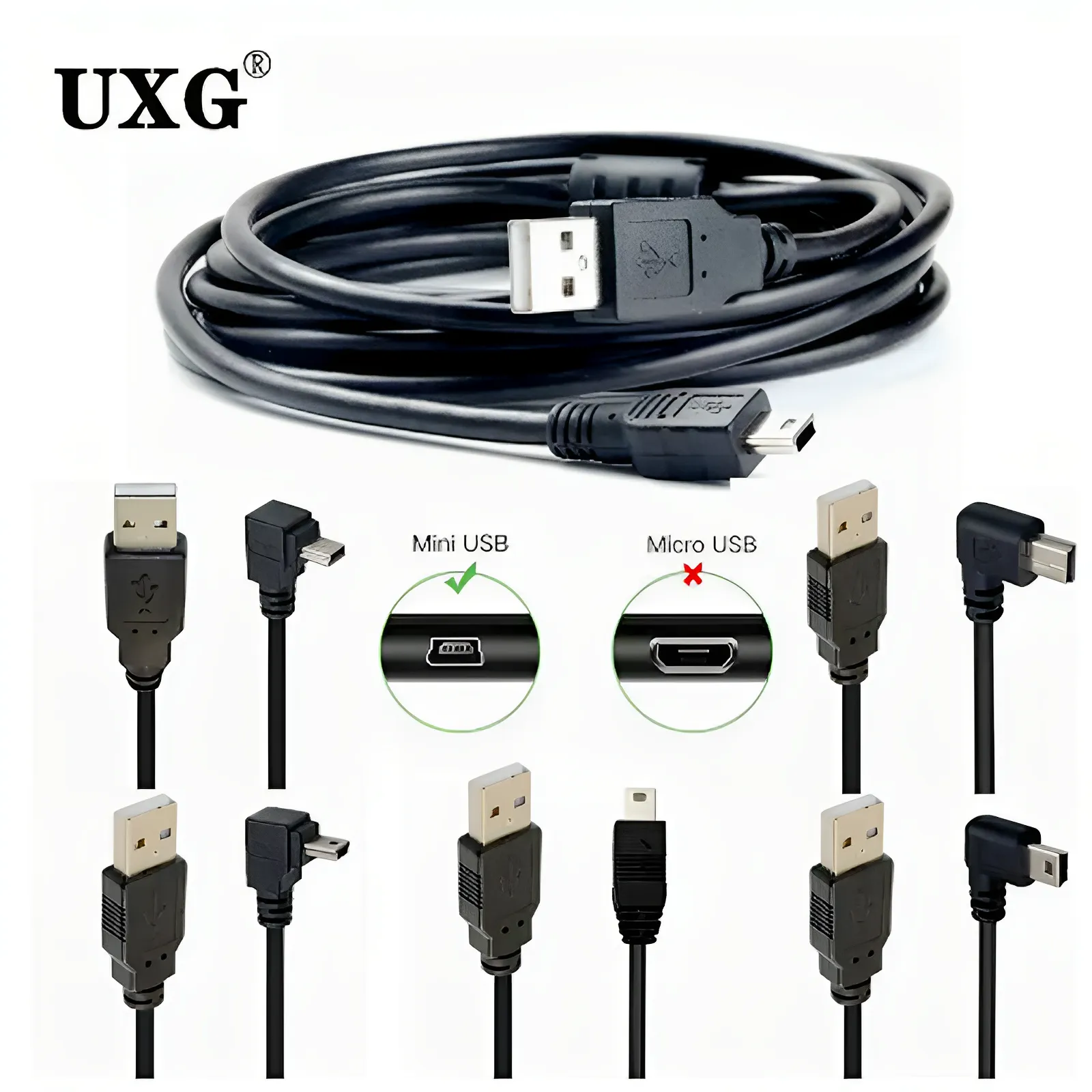 Mini USB 90 Graden Kabel UP Down Links Haaks USB 2.0 NAAR Mini USB 5pin Snelle Data Charger Kabel voor Camera MP4 Tablet GPS