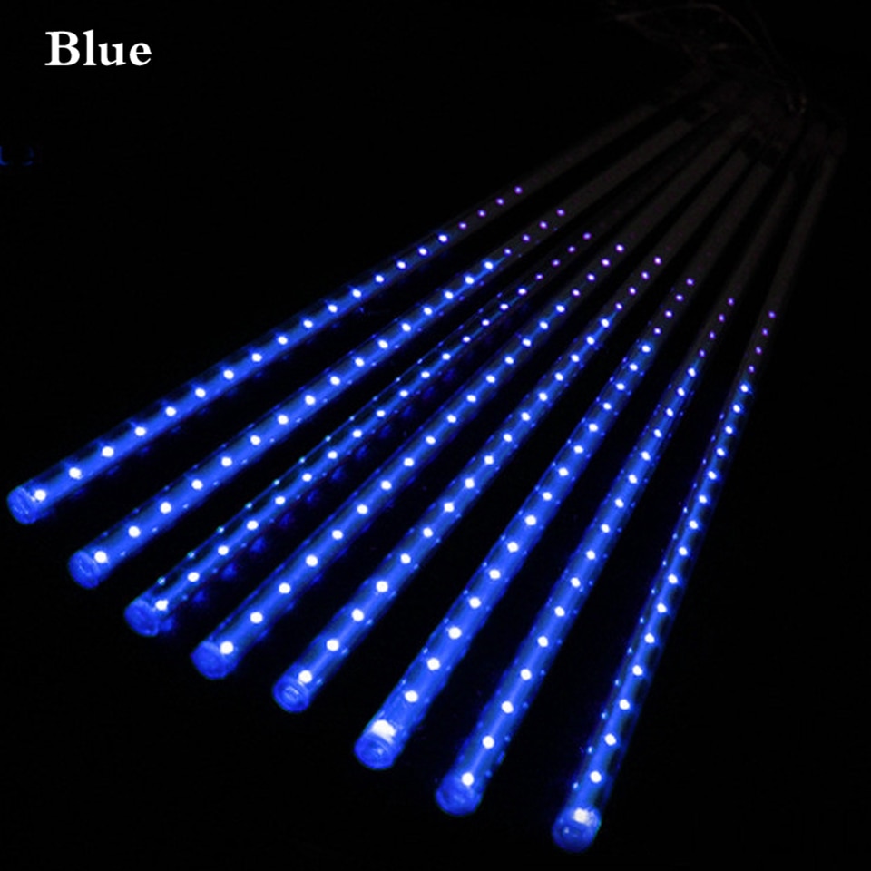 Kerstverlichting buiten voor buiten waterdichte led meteorenregen led lichtsnoer boom tuin decoratieve lamp: Blauw